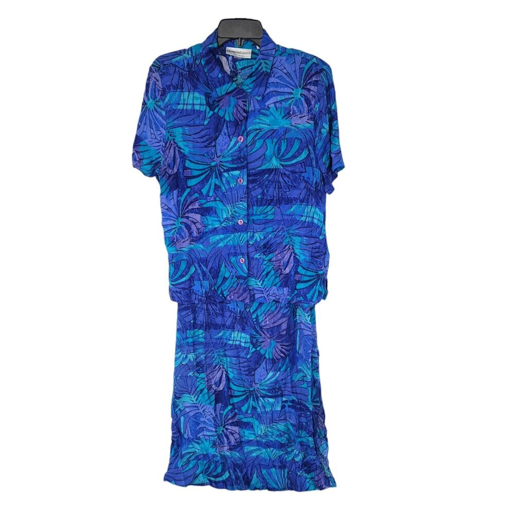 R&M Richards Dress Womens Medium Petite Vintage 2 Piece Set Top Floral Outfit